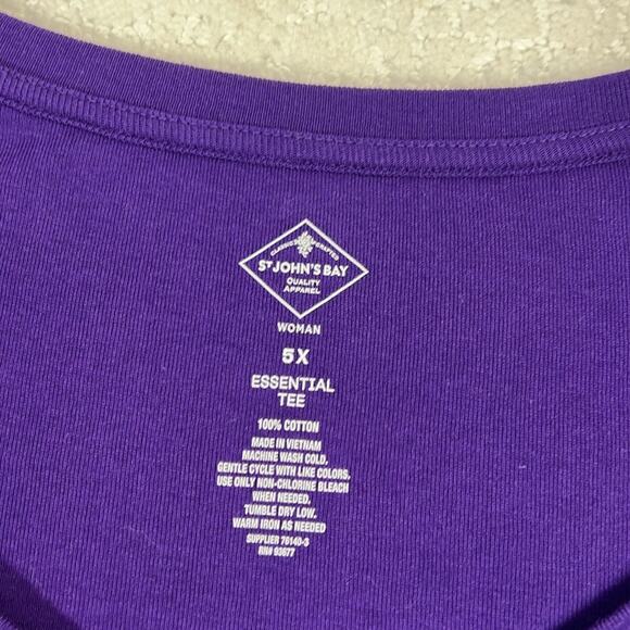 New! St. John’s Bay purple long sleeve v-neck cotton t-shirt 5X - Picture 6 of 8